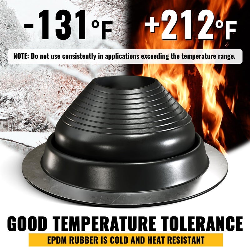 VIVIDA #6 EPDM Metal Roof Pipe Flashing Boot, Flexible Roof Jack Flashing Boot for Pipe OD 5" to 9", Screws & Hex Socket Included, Black, 1 Pack - Image 5